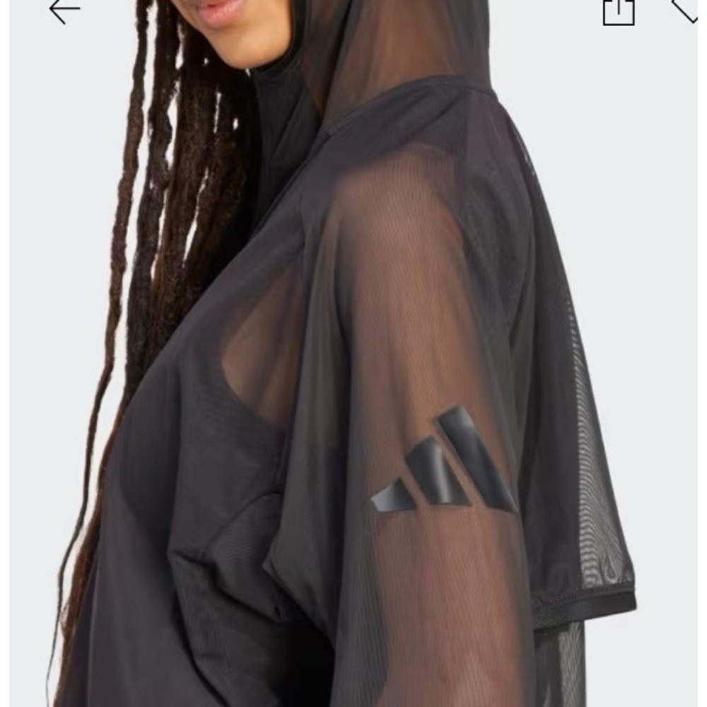 Adidas Women Black Sheer Soft Lux Mesh Full-Zip Hoodie Breathable Sz XL Leisure - Picture 6 of 6